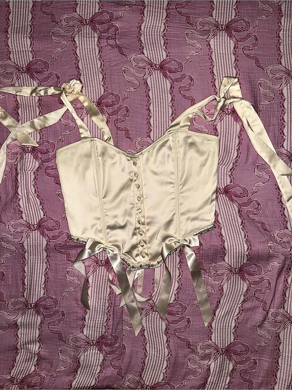Sugar thrillz cream satin corset top